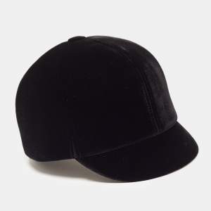 Chanel Black Velvet Casquette Cap S