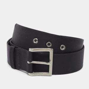 Chanel Black Satin Buckle Belt 75 CM