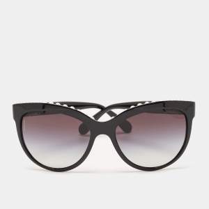 Chanel Black Gradient 6040-H Pearl Embellished Butterfly Sunglasses