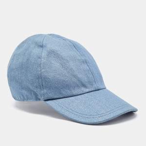 Chanel Blue Cotton Logo Embellished Cap M