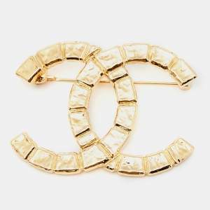 Chanel CC Gold Tone Brooch