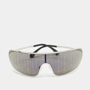 Pre Owned Chanel Black/Silver Hologram Runaway Shield Sunglasses