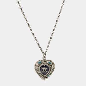 Chanel CC Enamel Faux Pearl Two Tone Necklace