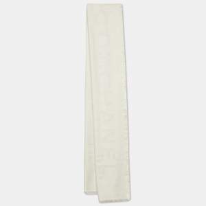 Chanel Ivory Coco Chanel Logo Silk & Cashmere Stole