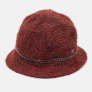 Chanel Red Tweed Bucket Hat