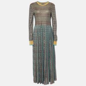 Chanel Multicolor Lurex Knit Full Sleeves Maxi Dress M