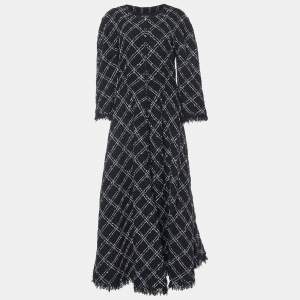 Chanel Black Tweed Wool Blend Maxi Dress L