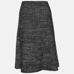 Chanel Black Tweed Knee Length Skirt XXL