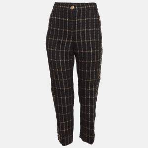 Chanel Black Tweed Lurex Side Trim Capri Pants S