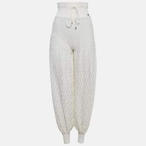 Chanel White Sheer Patterned Knit Harem Pants S