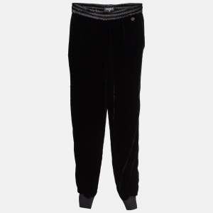 Chanel Black Velvet Loose Fit Trousers S
