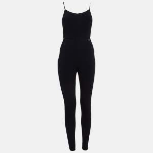 Chanel Black Stretch Crepe Shoulder Strap Jumpsuit S
