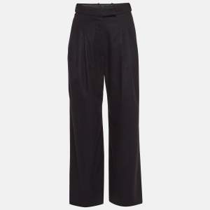 Chanel Black Wool Wide Leg Trousers S
