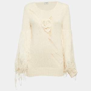 Chanel Cream Patterned Knit Pullover Sweater S