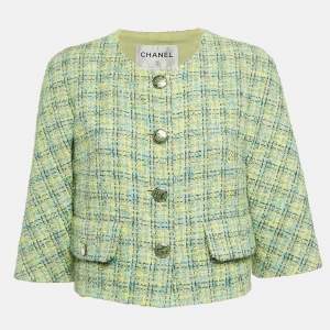 Chanel Lime Green Lesage Tweed Jacket M