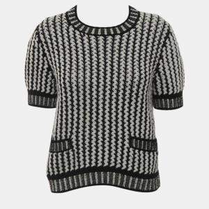  Chanel Patterned Knit Pullover Top M