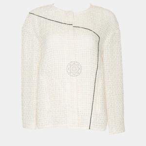 Chanel Cream Monochrome Mesh Jacket L