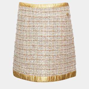 Chanel Gold Metallic Tweed Skirt S