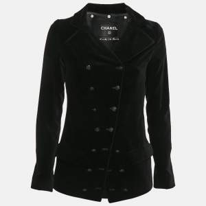 Chanel Black Velvet Single Breasted Blazer M