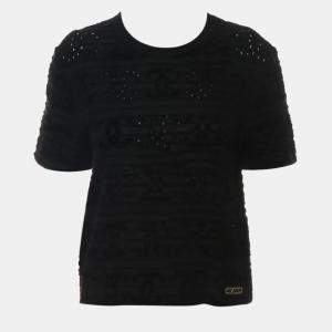 Chanel Black Cotton, Acetate Logo Top XS