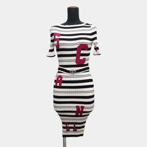 Chanel White/Black Silk84% Elastine16% Knit Dress Size 36