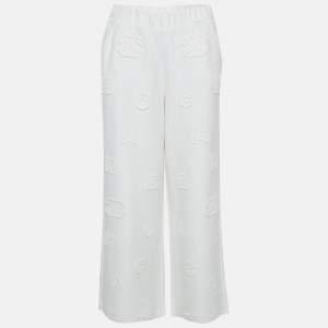 Chanel White Cotton Knit Logo Applique Detail Sweatpants M