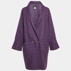 Chanel Purple Wool Double Breasted Coat L