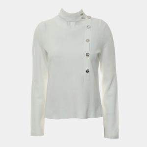 Chanel White Cotton Long Sleeve Top FR Women 38