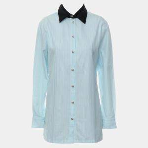 Chanel Blue Cotton Stripes Shirt FR Women 34