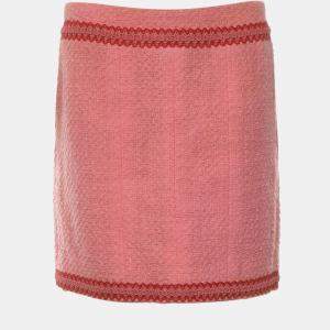 Chanel Pink Wool Vintage Tweed Skirt FR Women 38
