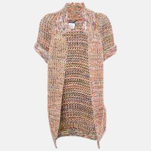 Chanel Multicolor Wool Open Front Long Cardigan S