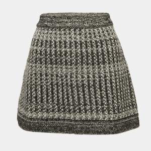 Chanel Black/White Patterned Wool Blend Knit Mini Skirt M