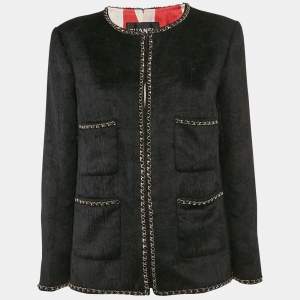Chanel Black Wool Chain Detail Coat M