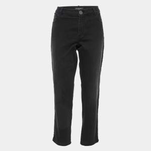 Chanel Black Washed Denim Trim Detail Jeans L Waist 32"