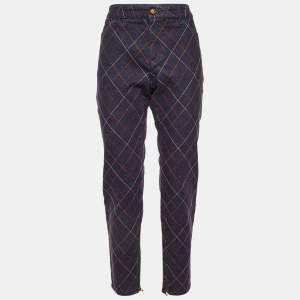 Chanel Blue Denim Embroidered Jeans L Waist 32"
