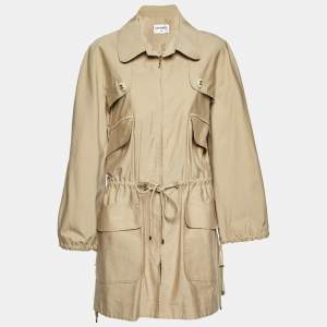 Chanel Beige Cotton Blend Trench Coat L