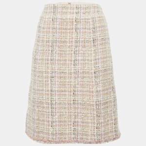 Chanel Beige Tweed Pencil Skirt L