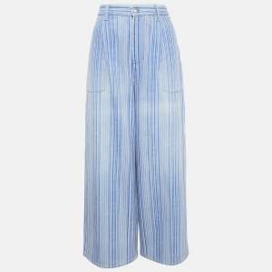 Chanel Purple/Multicolor Stripe Cotton Wide-Leg Pants M