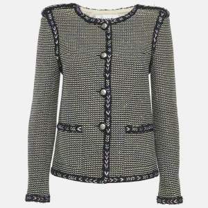 Chanel Black Tweed Button Front Jacket M