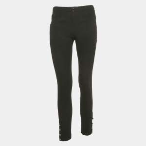 Chanel Black Silk Button Detail Trousers M
