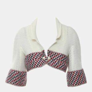 Chanel Multicolor Polyamide CC Pearl Perforated Crop Blazer FR Women 34