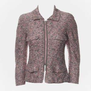 Chanel Dusty Pink Cotton Silk Nylon Chain-Trim Jacket FR Women 34