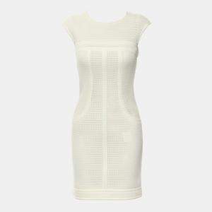 Chanel Off-White Polyamide Sleeveless Perforated Dress FR Women 34