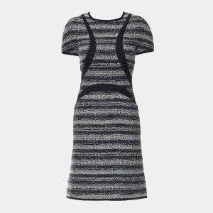 Chanel Dark Blue White Tweed Shift Dress FR Women 34