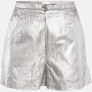 Chanel Silver Coated Synthetic Shorts S