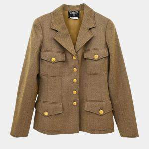 Chanel Brown Wool Single Breasted Jacket Woman Size 38