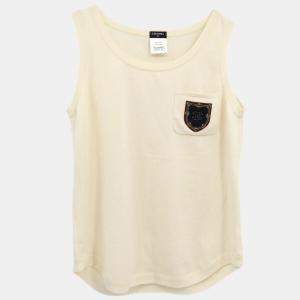 Chanel White Sleeveless Top Size 44