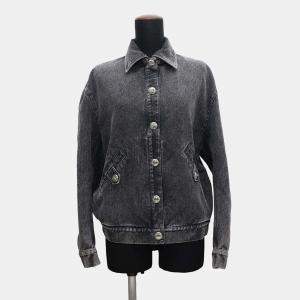 Chanel Coco Button Denim Jacket Size 36 Black Cotton 70% Viscose 18% Polyester 12%