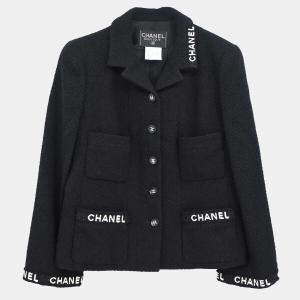 Chanel Black Wool Single Breasted Jacket Women Size 40
