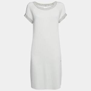 Chanel White Cotton Knit Round Neck Short Dress M